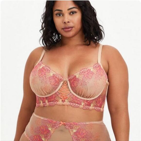 Torrid Curves Multicolor Floral Mesh Embroidered Underwire Bra Size 1X - Picture 5 of 6